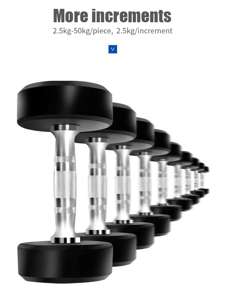 Hot Sale Home Fitness Gym Equipment Weight Lifting Wholesale Round Head Dumbbells Set Round Rubber Dumbbell