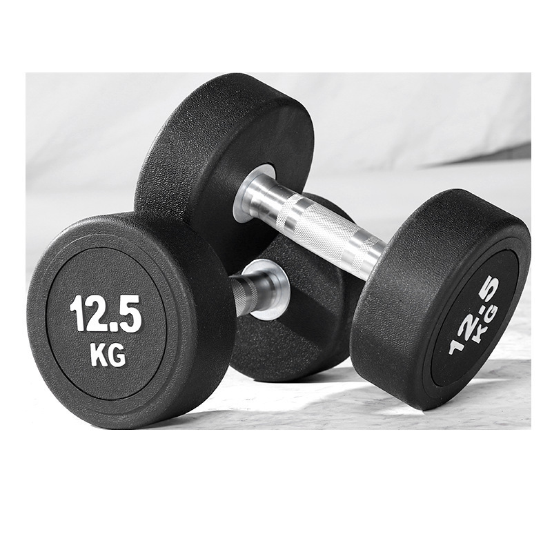 Hot Sale Home Fitness Gym Equipment Weight Lifting Wholesale Round Head Dumbbells Set Round Rubber Dumbbell