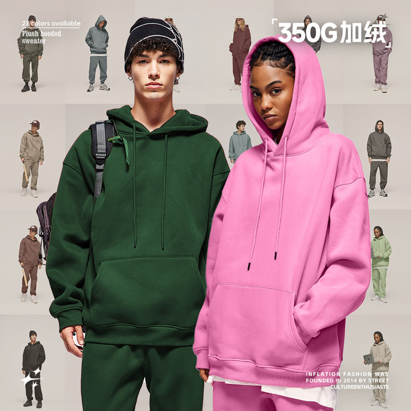 Hot Selling 100% Cotton Blank Oversized Thick Hoodie No String Heavyweight Drop Shoulder 500gsm Unisex Sweat Suit