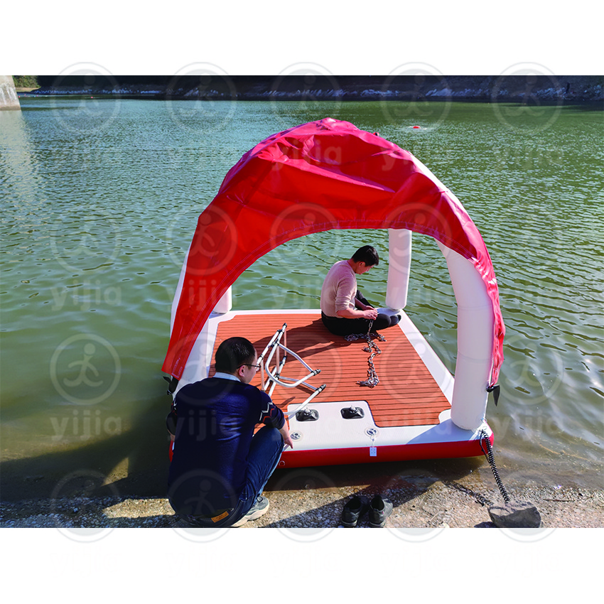 Inflatable PVC floating house fishing platform boat floating platform island hopper inflatable dock for funny for lake