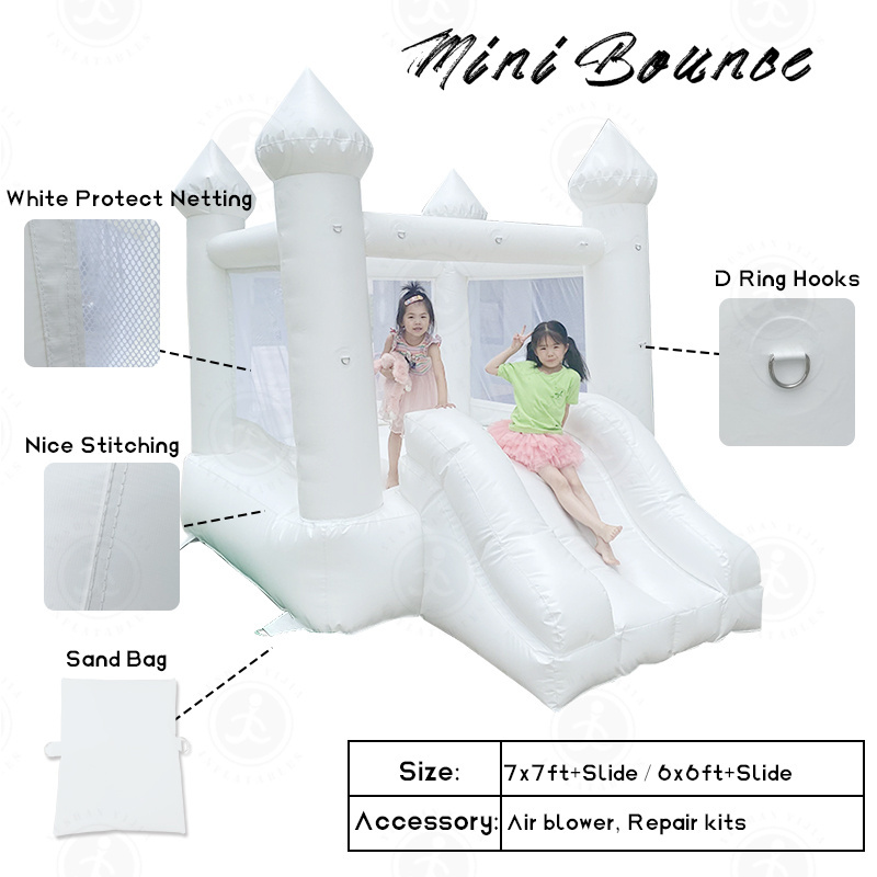 Commercial christmas Inflatable Castle White Mini Bounce House With Ball Pits For Party Events