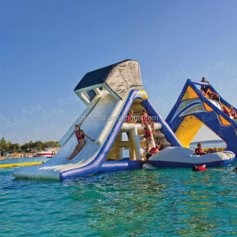 Inflatable Floating Jungle Gym, Floating Water Toys, Inflatable Water Slide With Tent