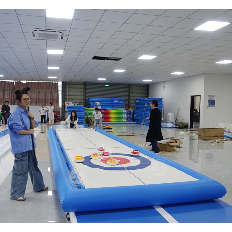 Mobile Artificial Ice Skating Rink Curling game Interactive Curling Game Inflatable Street Curling Express Rink Floor