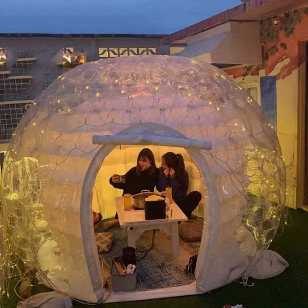 Factory Price Igloo Transparent Dome Clear Bubble Inflatable clear dome Tent With Led Light for party garden camping