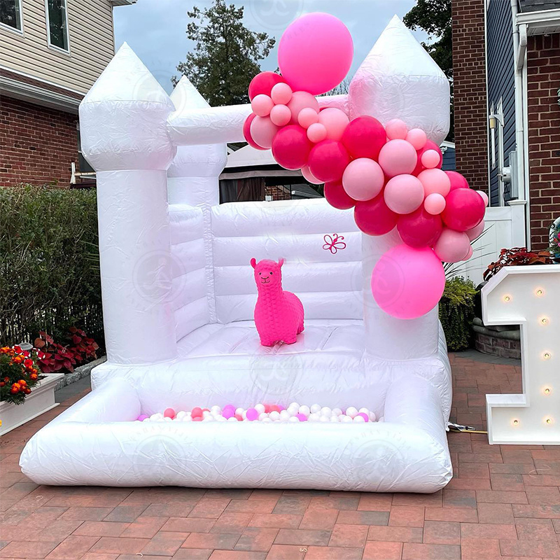 Commercial christmas Inflatable Castle White Mini Bounce House With Ball Pits For Party Events