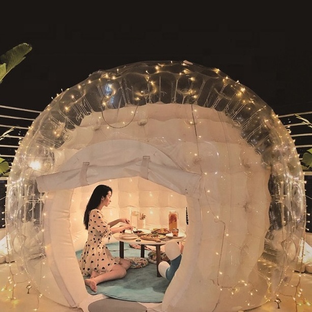 Factory Price Igloo Transparent Dome Clear Bubble Inflatable clear dome Tent With Led Light for party garden camping