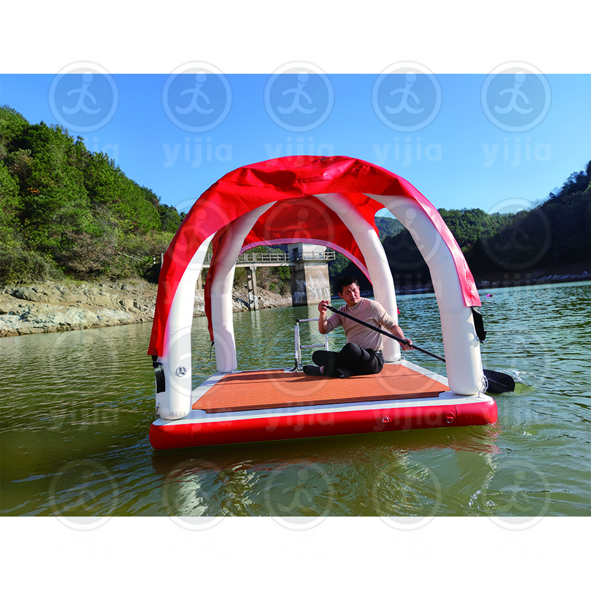 Inflatable PVC floating house fishing platform boat floating platform island hopper inflatable dock for funny for lake