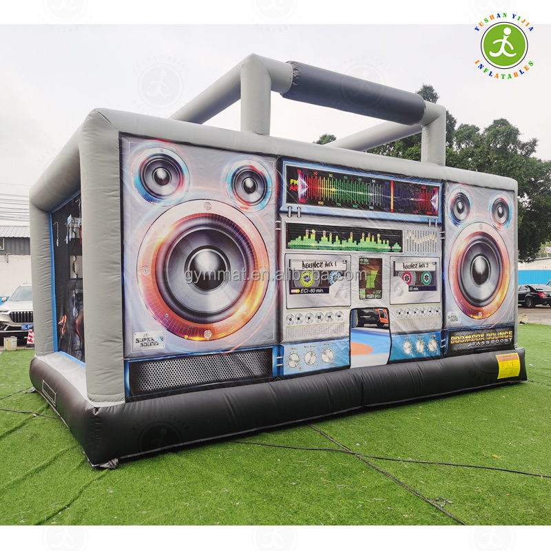 Giant Boom Box Inflatable With A Massive Jumping Area Disco Dance Bounce House Rental Dj Bounce House With Blue Tooth Speakers