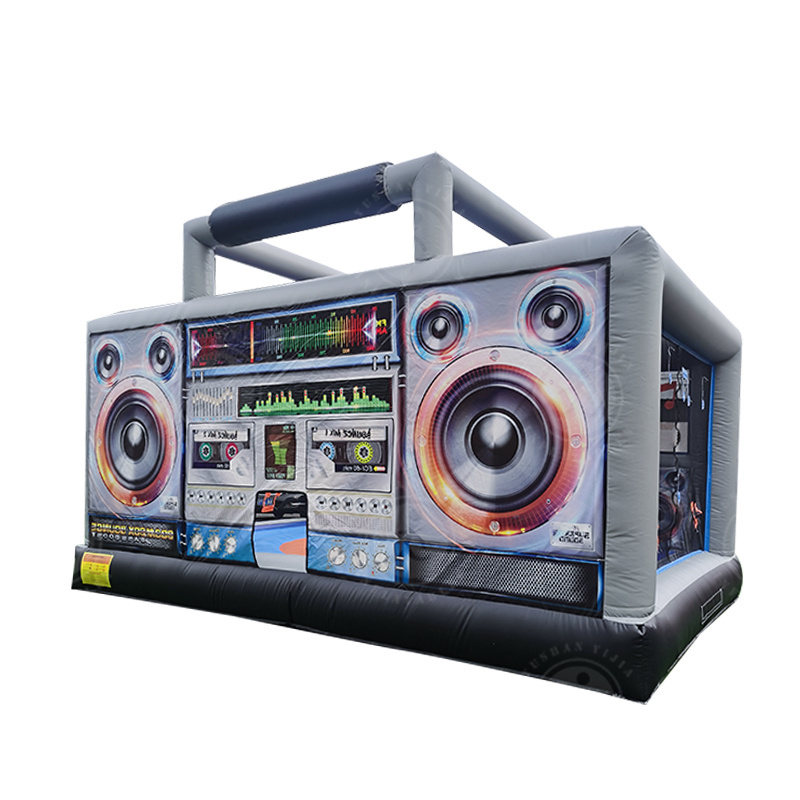 Interactive Inflatable Disco Dance House Adult Boom Box Jumping Bouncy Castle Retro Boombox Bouncer For Party