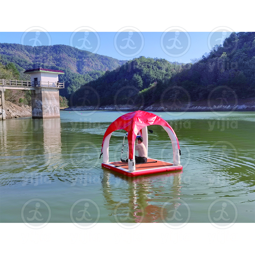 Inflatable PVC floating house fishing platform boat floating platform island hopper inflatable dock for funny for lake