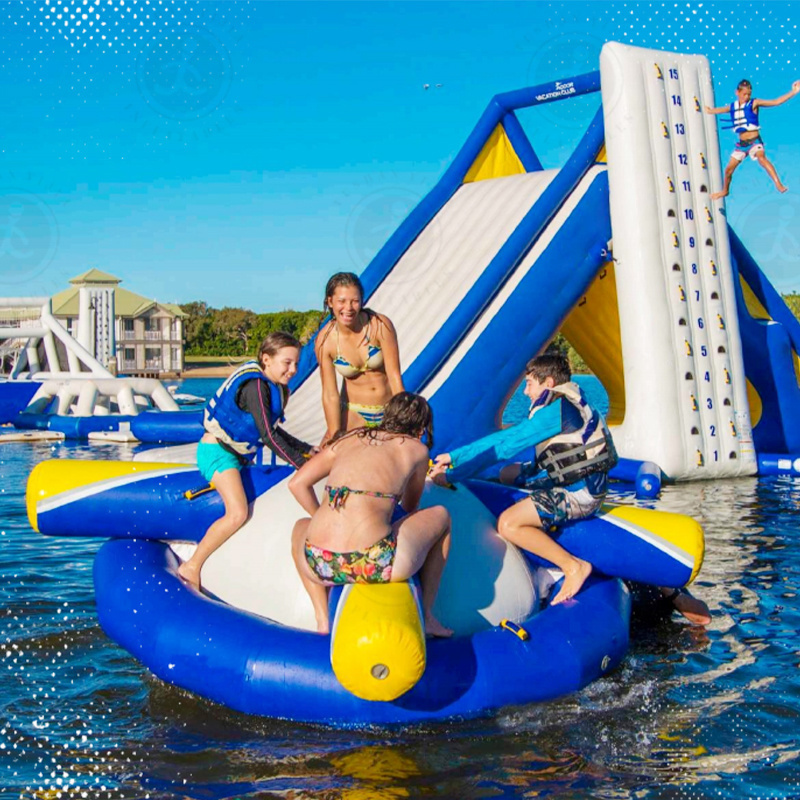 4.2Ml*4.2Mw*2.8Mh Water Park Equipment Inflatable Floating Saturn Rocker Island Toys For Adult Used In Lake