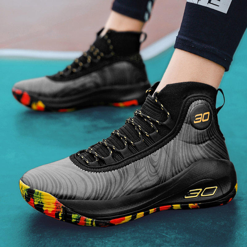 Custom Men's High Upper Basketball Shoe Manufacturers Breathable Outdoor Basketball  Shoe for Men