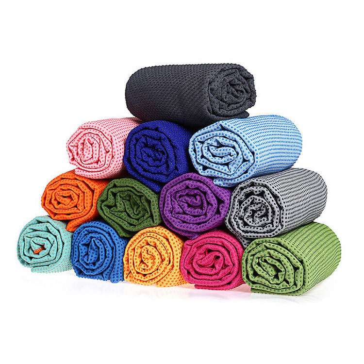 wholesale custom print microfiber non slip silicon dot absorbent eco friendly yoga mat towel