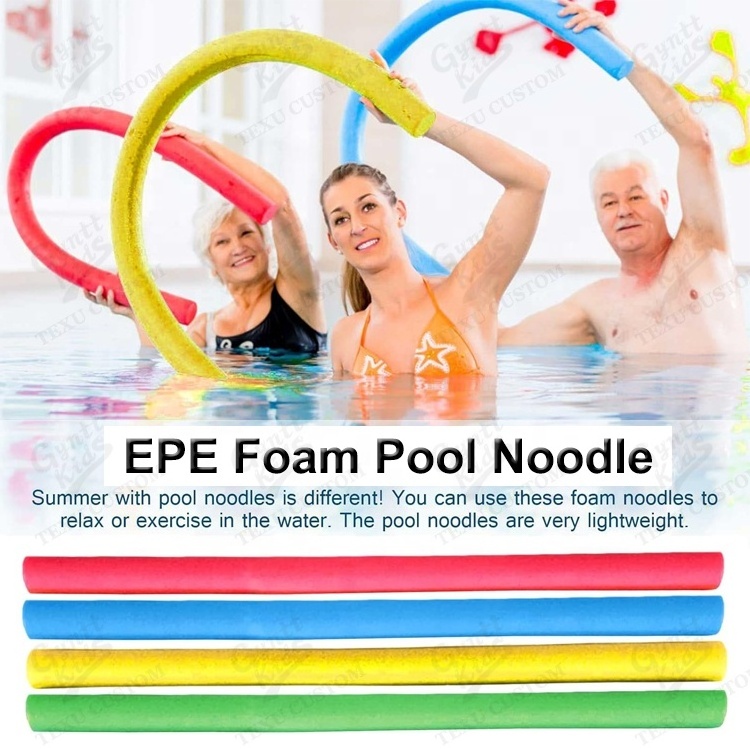 Customized Logo 1.2m 1.5m Tube Stick Mini Foam Swim 2.25in Solid Core Hollow Beach Water Noodles Float Swimming EPE Pool Noodle