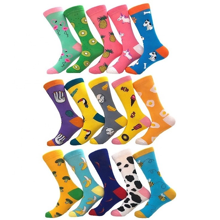 Funny cute Fruit food animal sock for women Bulk wholesale custom premium cotton socks women