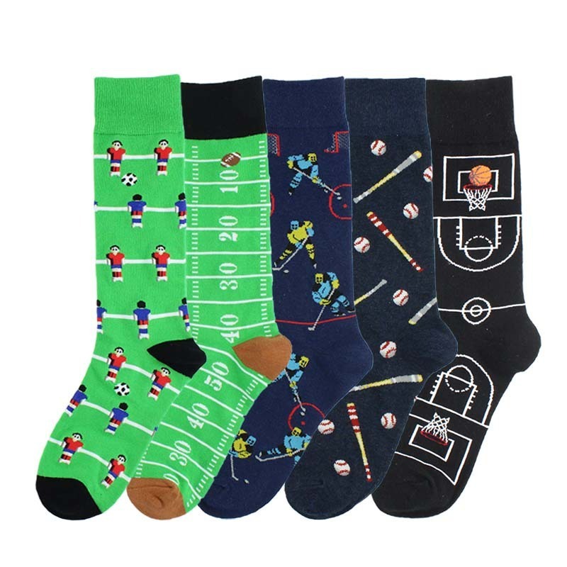 Adult Mid Calf Crew Socks Sport Ball Combat Exercise Baseball Bat Rugby Soccer Field Basketball Court Ice Hockey Rink Play Fun