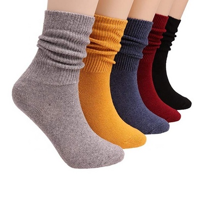 Women Knit Cotton Crew Fashion Slouch Casual Socks