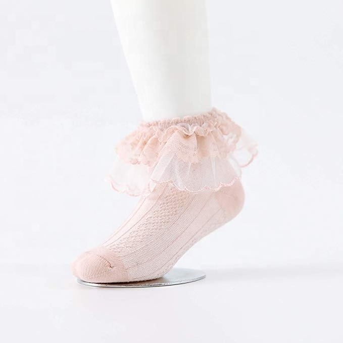 Baby Girl Cotton Pointelle Ruffled Lace Ankle Socks kids socks