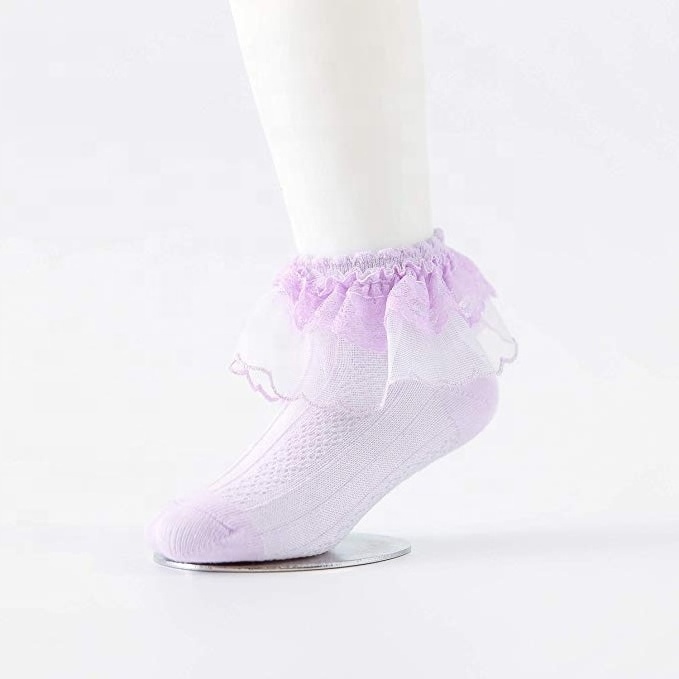 Baby Girl Cotton Pointelle Ruffled Lace Ankle Socks kids socks