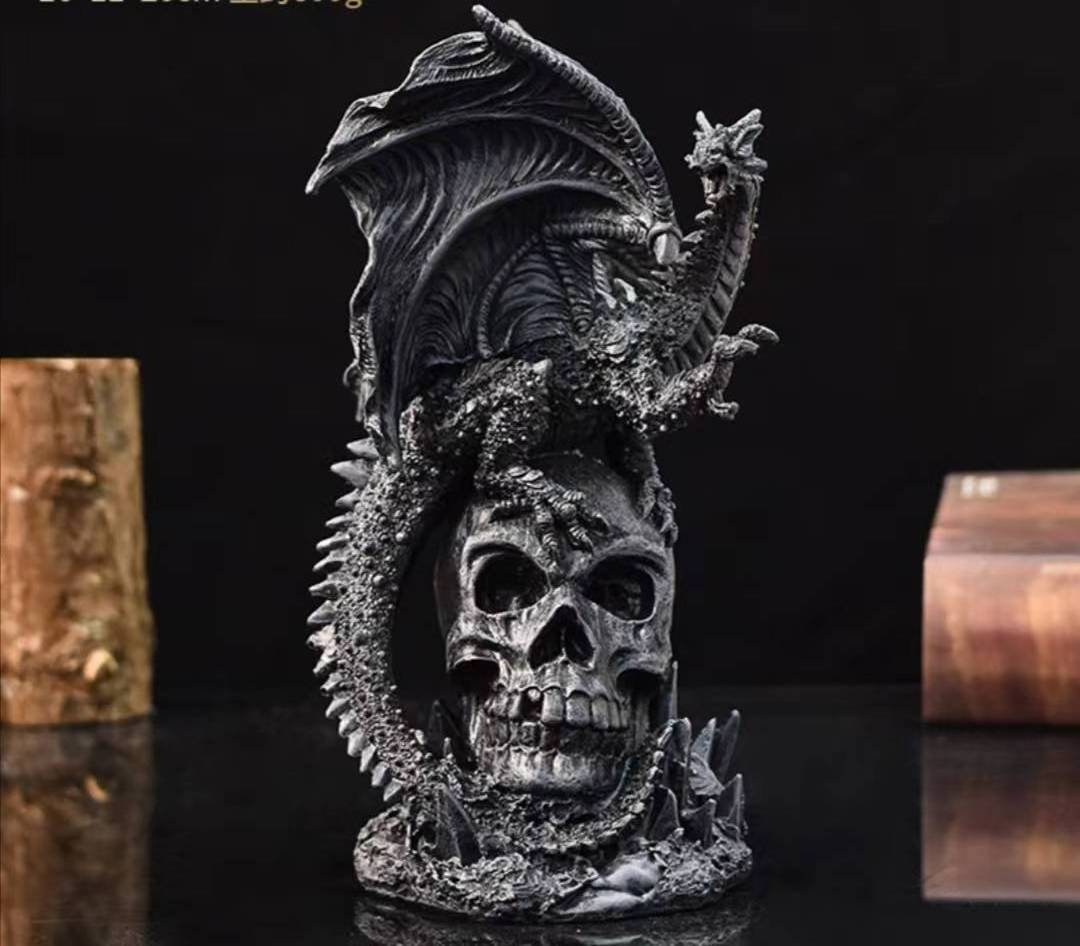 New European Holy dragon ornaments lava resin base luminous dinosaur egg skeleton head dragon craft work home decoration