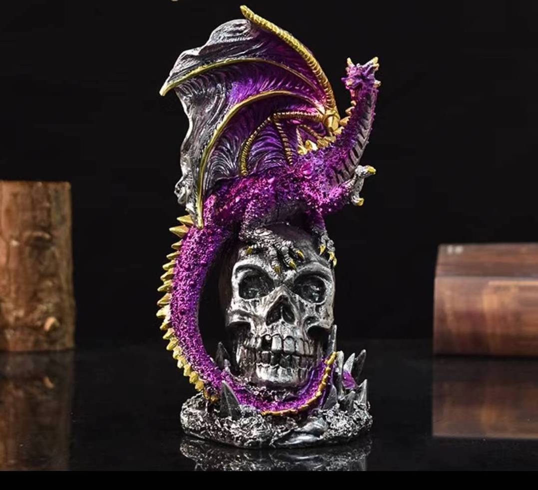 New European Holy dragon ornaments lava resin base luminous dinosaur egg skeleton head dragon craft work home decoration