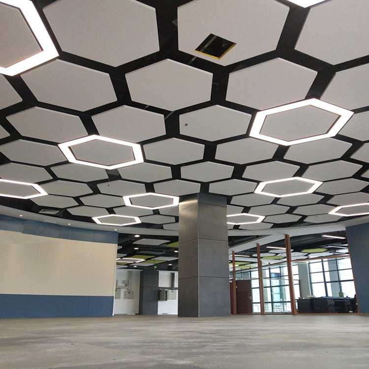 Suspended board hexagon fiberglass acoustic ceiling cloud false ceiling