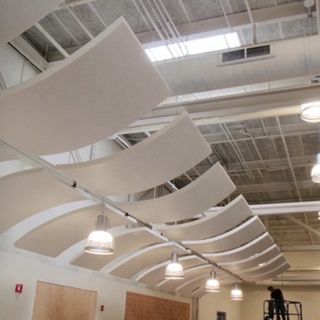 Wave curved acoustic fiberglass hanging baffles acoustic clouds panel