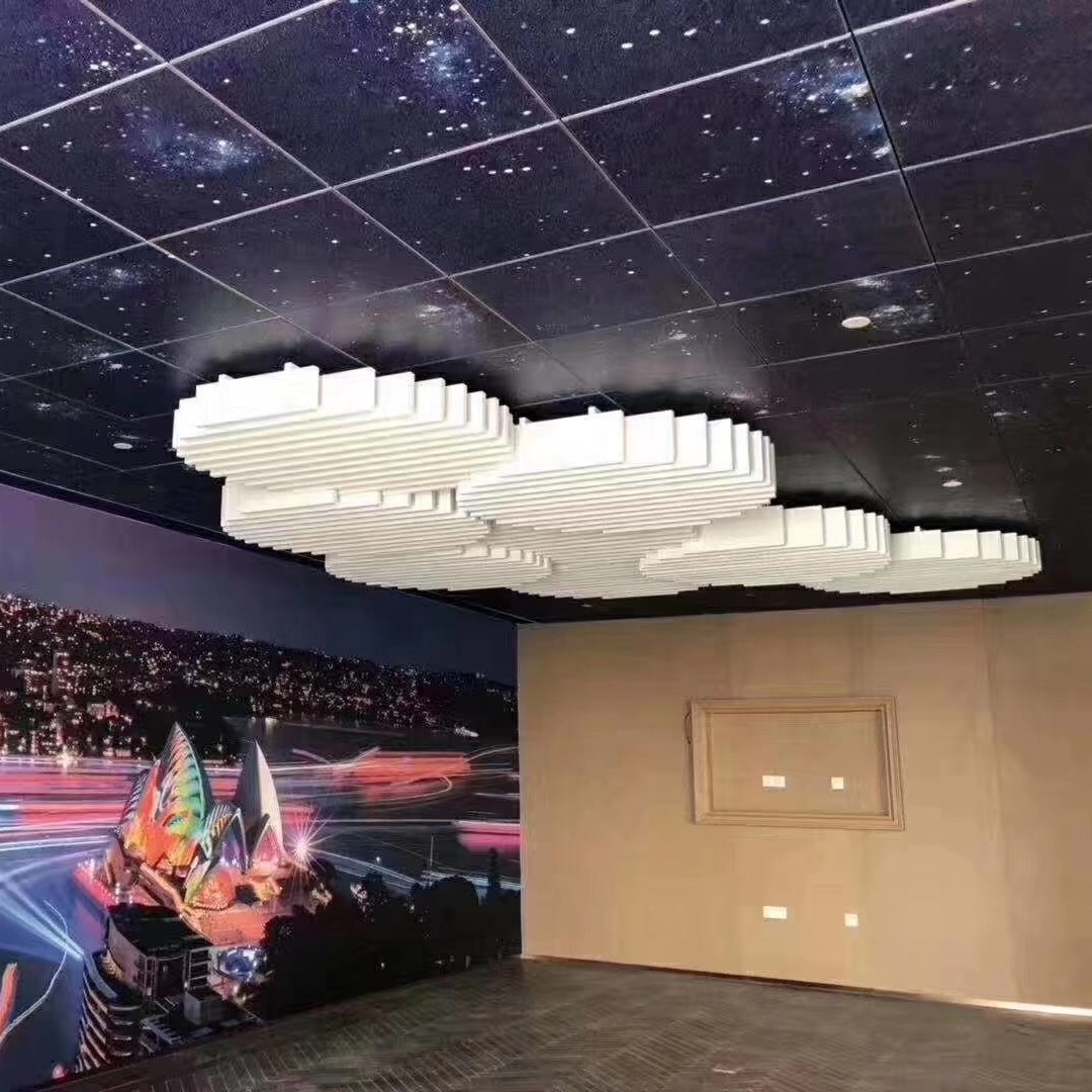 NRC 0.9 Factory suspended board hexagon fiberglass acoustic ceiling cloud ceiling false ceiling