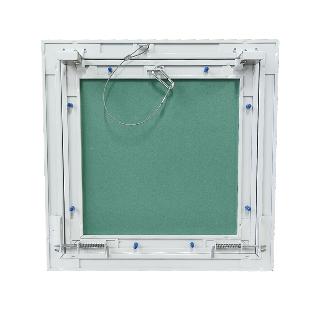 Ceiling access panel with spring loaded hinge