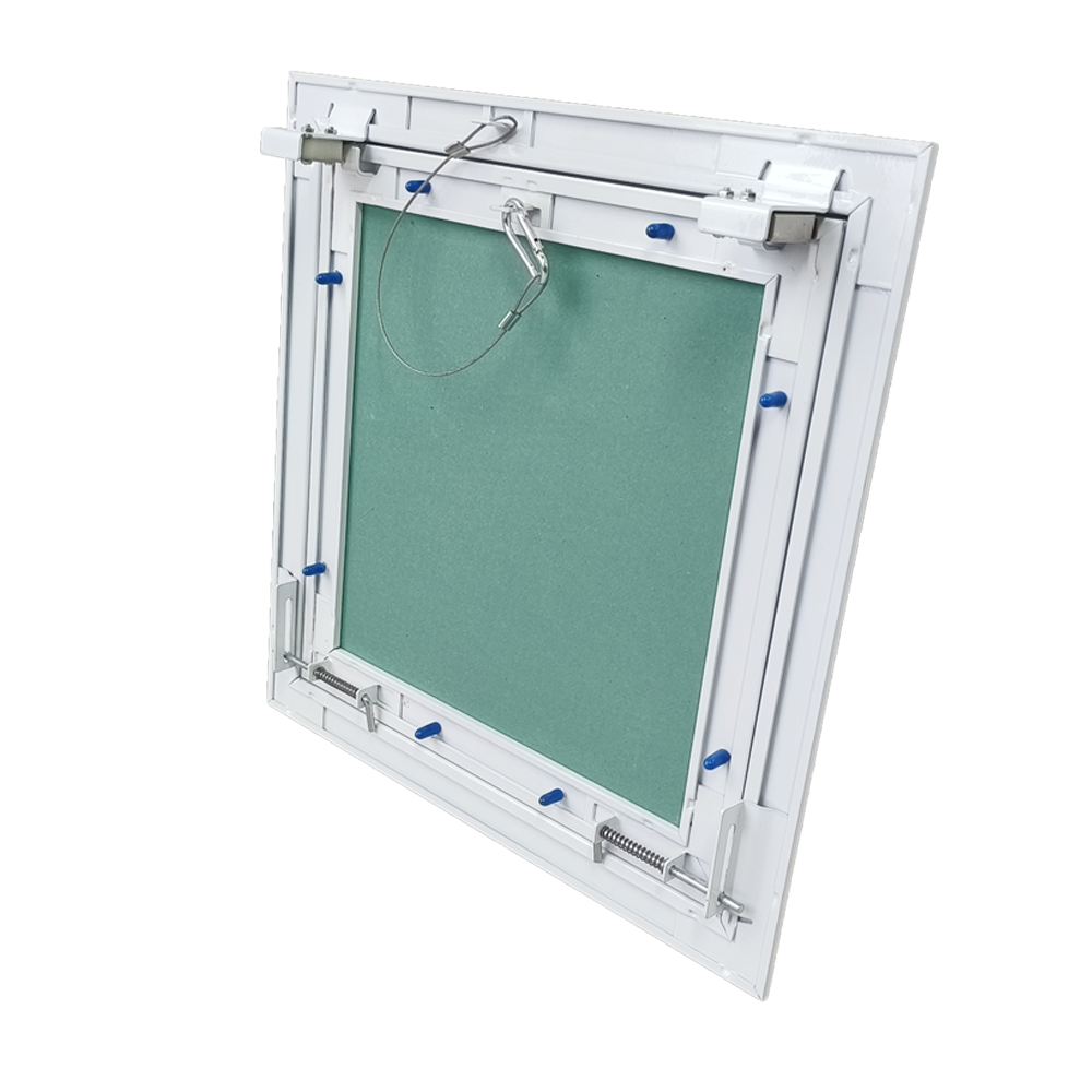 Ceiling access panel with spring loaded hinge