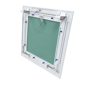 Ceiling access panel with spring loaded hinge