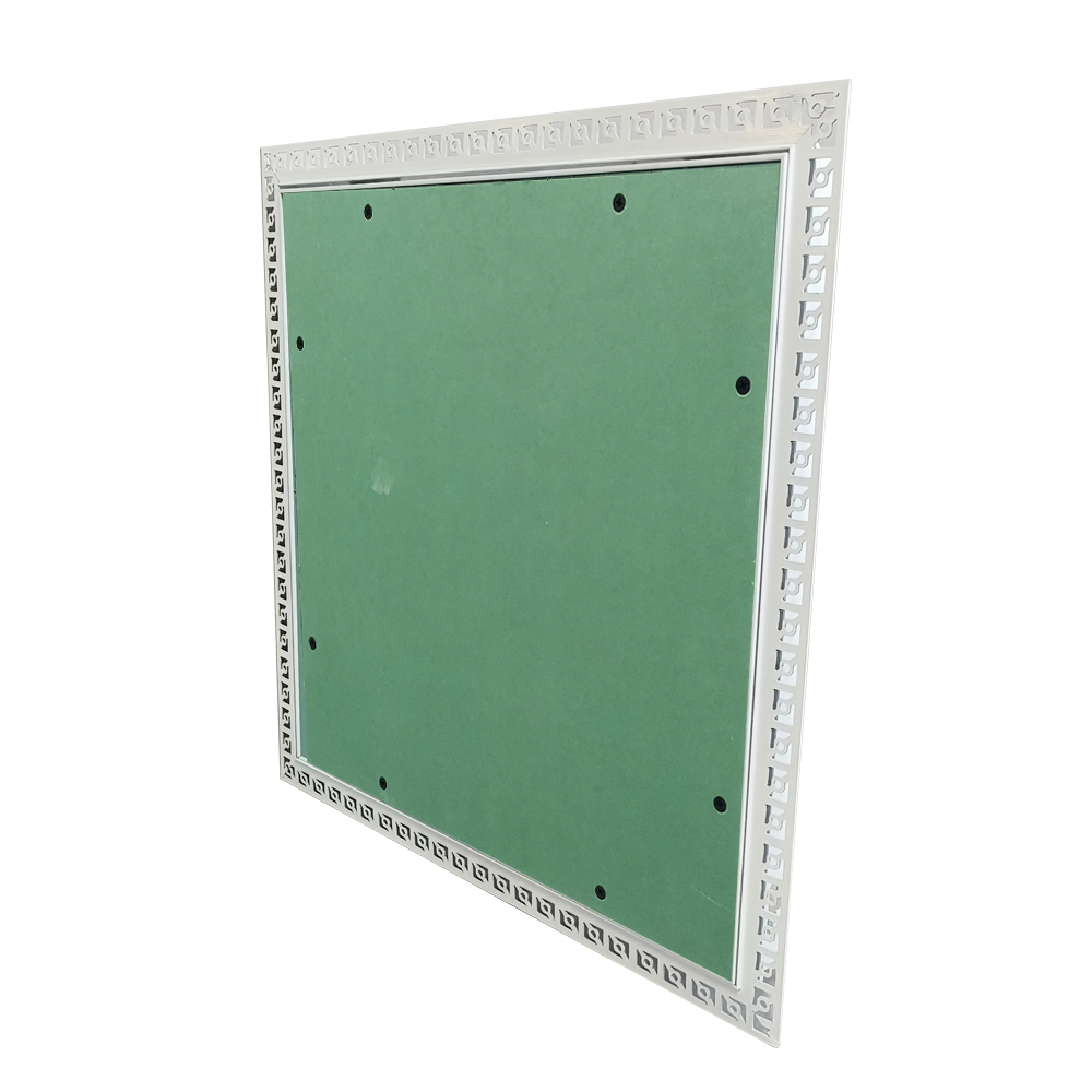 Drywall access panel with perforated frame push open