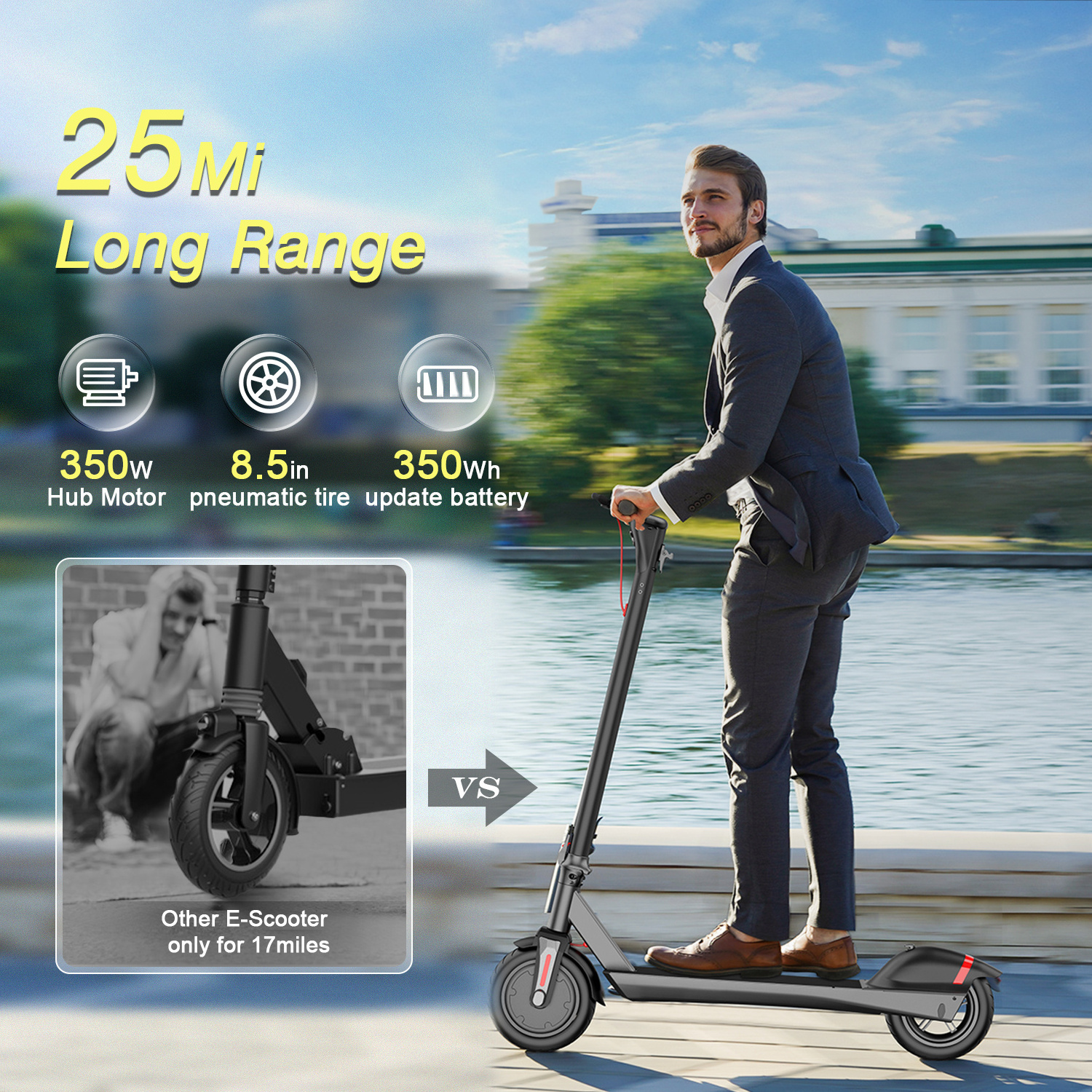 GYROOR Original kick scooters 6AH 8AH 10AH Battery removable 350w Motor Range 8.5inch Private scooter foldable electric Scooter