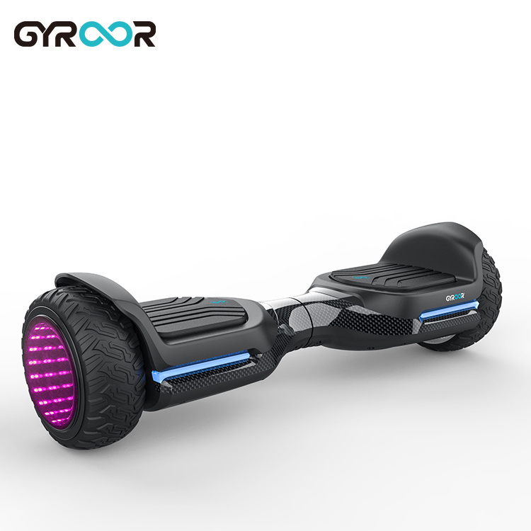 Gyroor led light self balancing electronic hoverboard electric scooter with off road motor accept app control