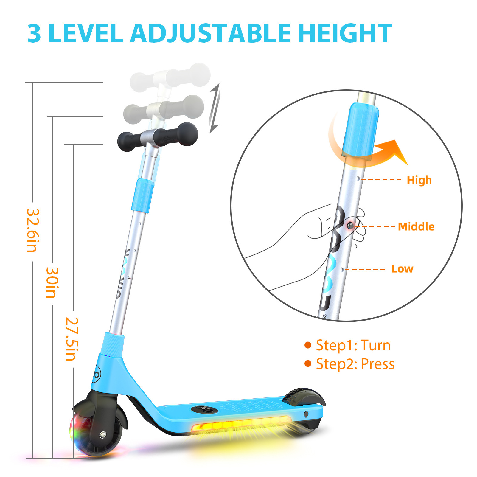 2021 US EU warehouse Height-adjustable Children Kick E-Roller E Electric Step Booster Scooter for kids