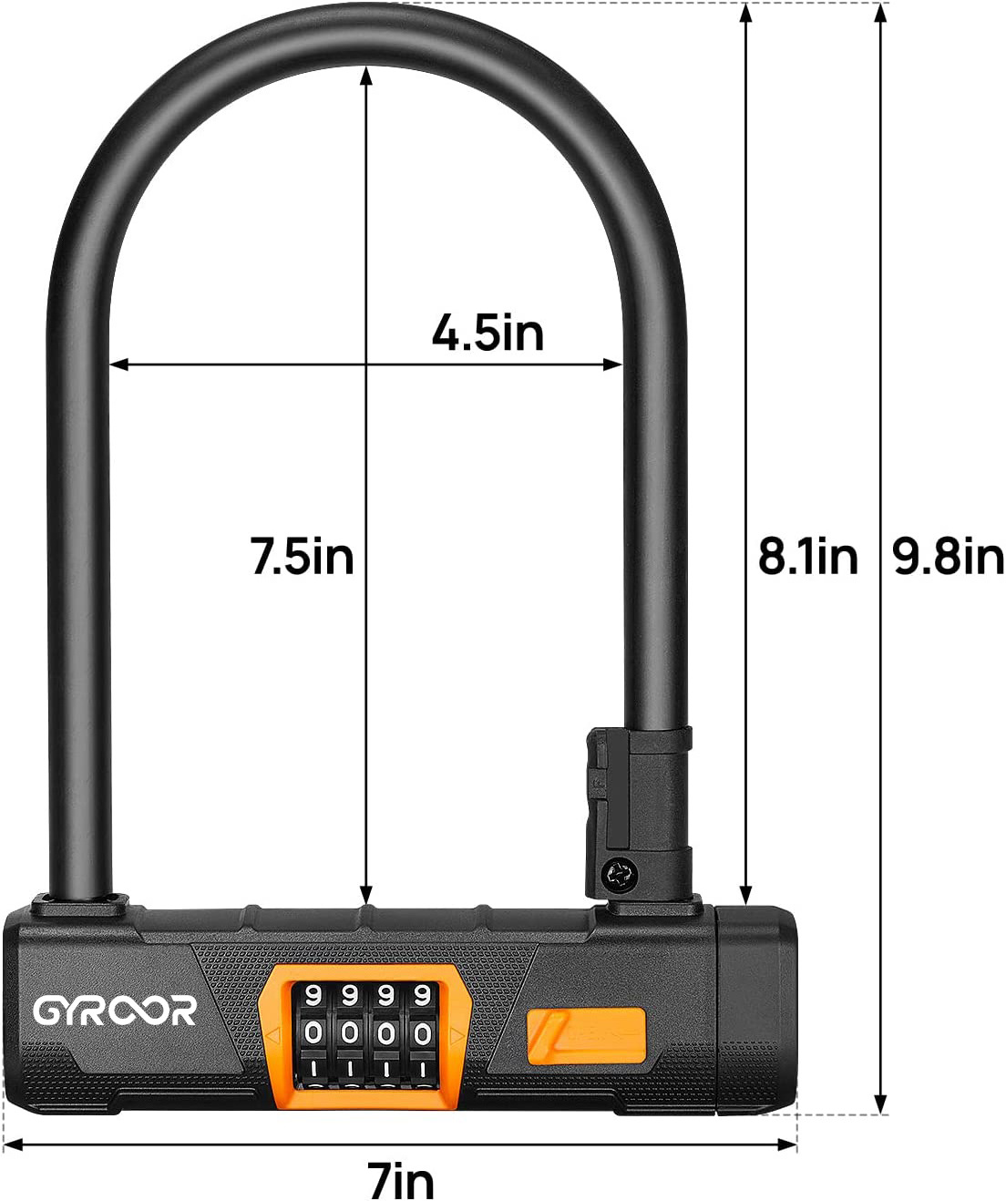 GYROOR Security Cycling Lock Motorcycle Electric Bike 4-Digit Combination Anti-theft Password U Lock Bicycle locks of metal