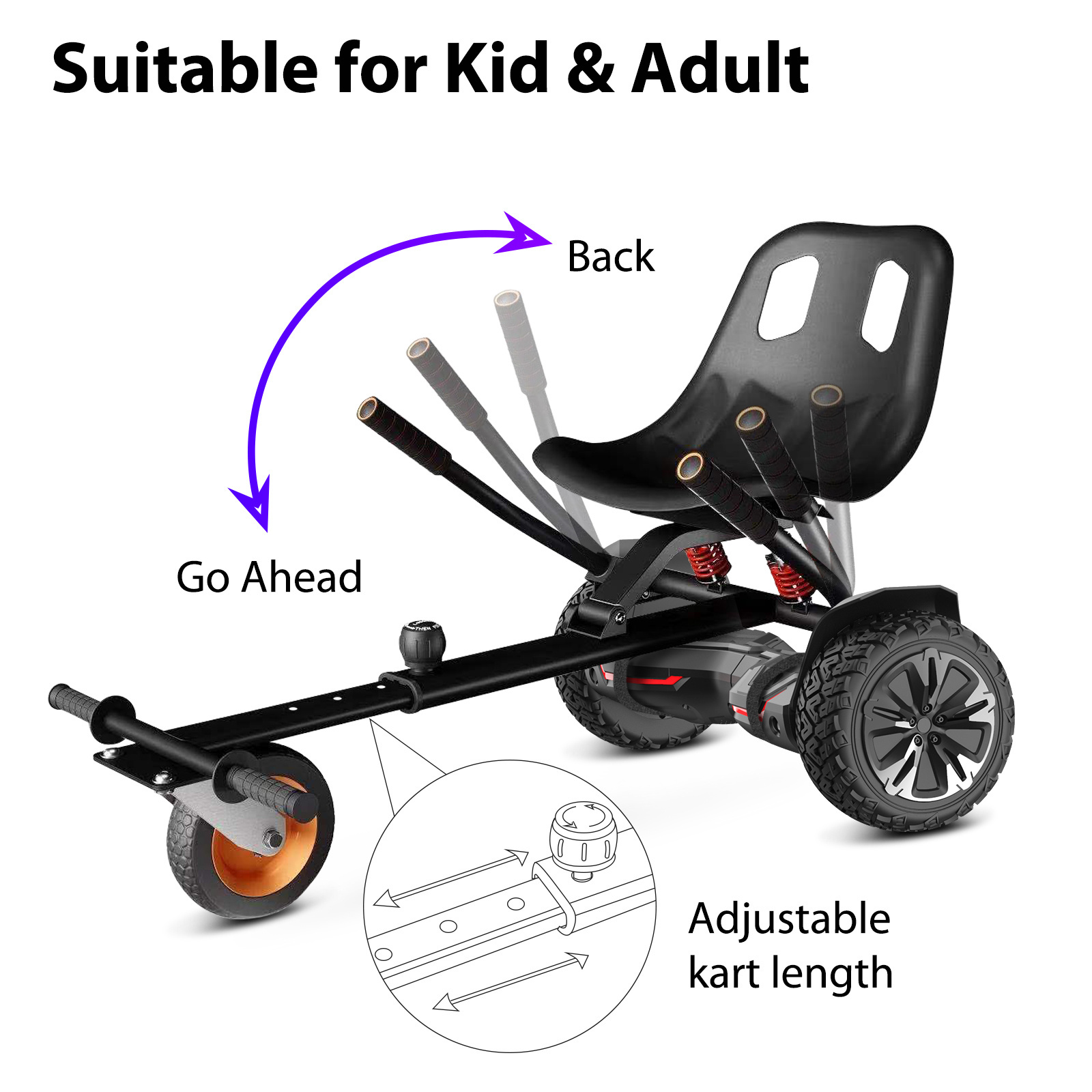 2021 Whole Sale Hoverkart for Hover board Go Kart Seat for Kids self balance hover board hoverkart go karts