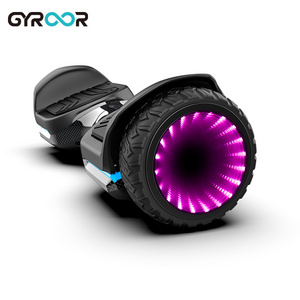 Gyroor led light self balancing electronic hoverboard electric scooter with off road motor accept app control