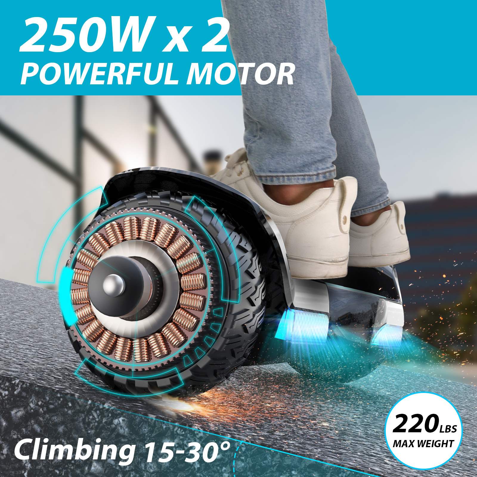 Gyroor hot sale 6.5inch self balancing 2 wheel hover board smart balance electric hoverboard