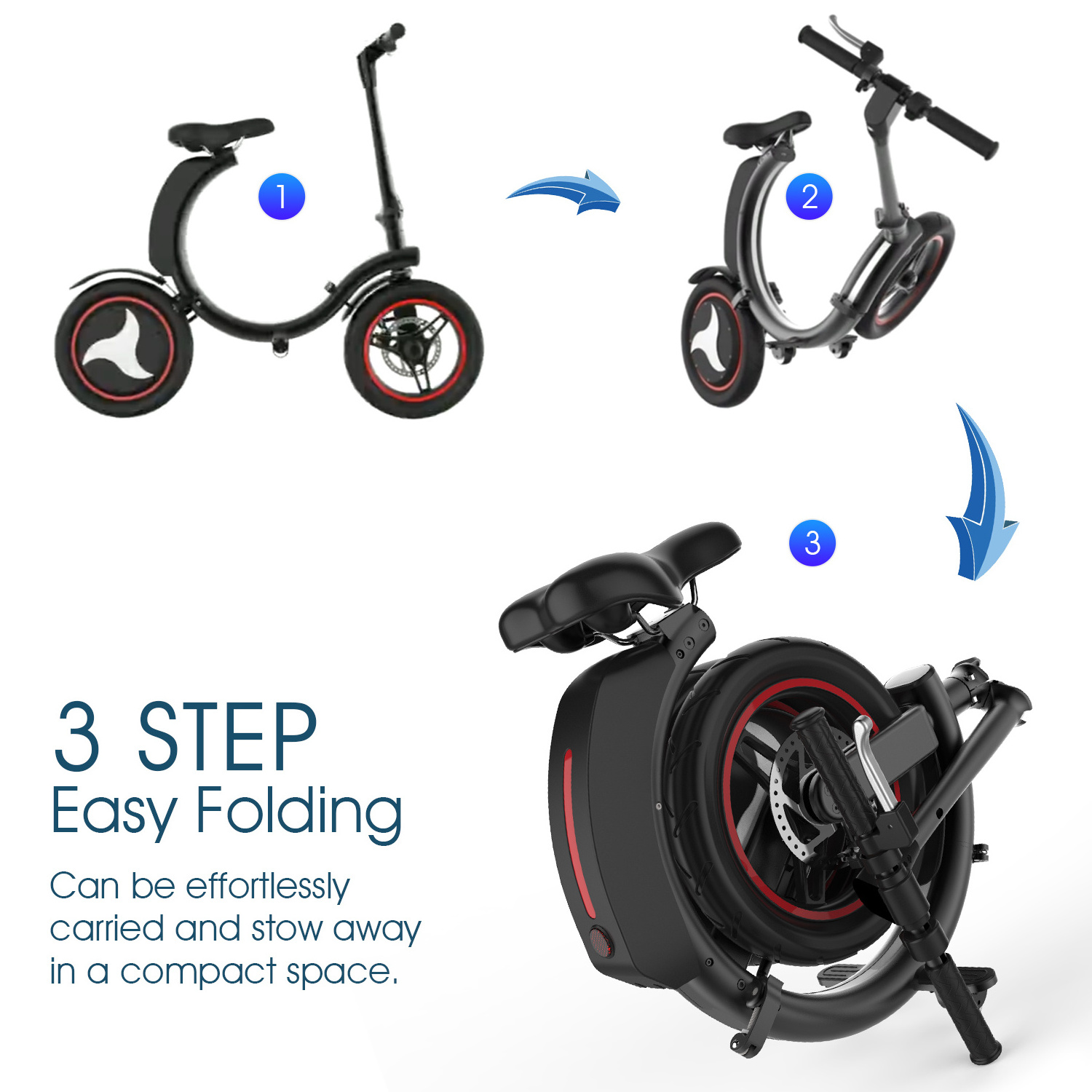 Gyroor new patent style electric bike folding electric bike special design E-bike with 14inch tires original factory