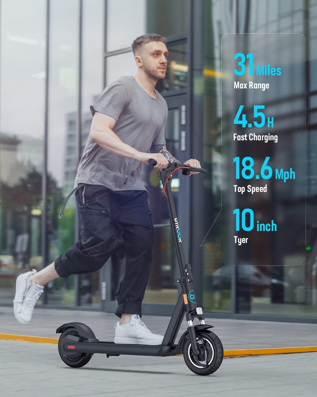 GYROOR 13AH 36V 35km/h 10 inch scooter eu us range 35km 500w electric scooter Max load 120KG APP electric kick scooter