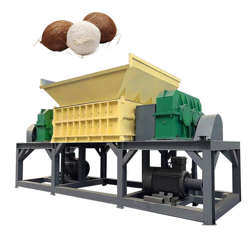 Double shaft wood shredders coconut husk shredder machinery