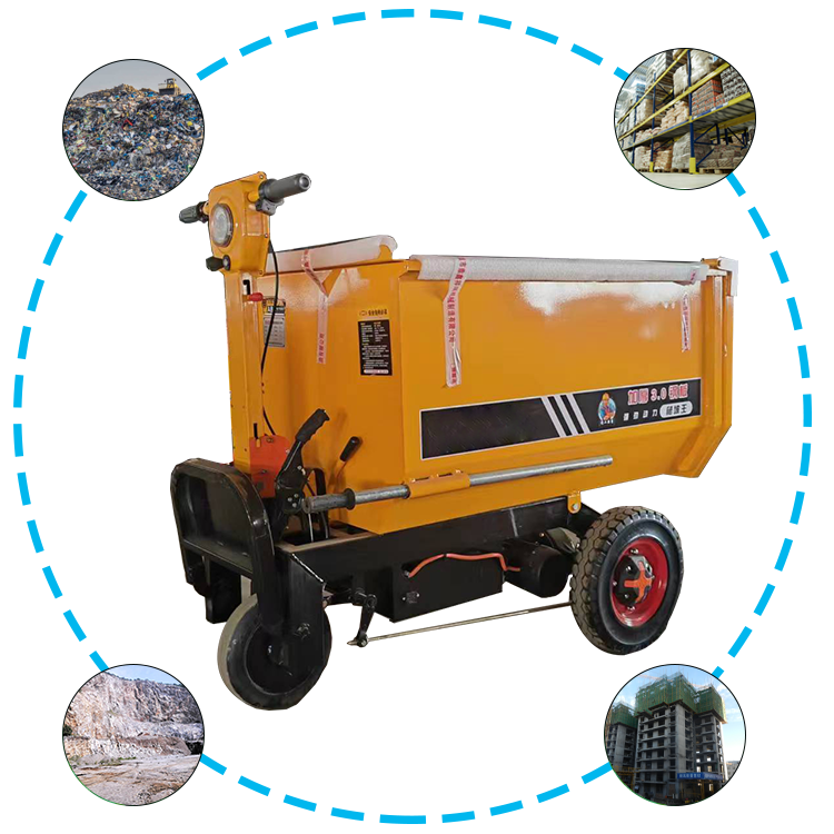 Building Industry Heavy Duty Loader Wheelbarrow 800Kg Load Capacity Dumper Battery Powered 3 Wheel Mini Dumper