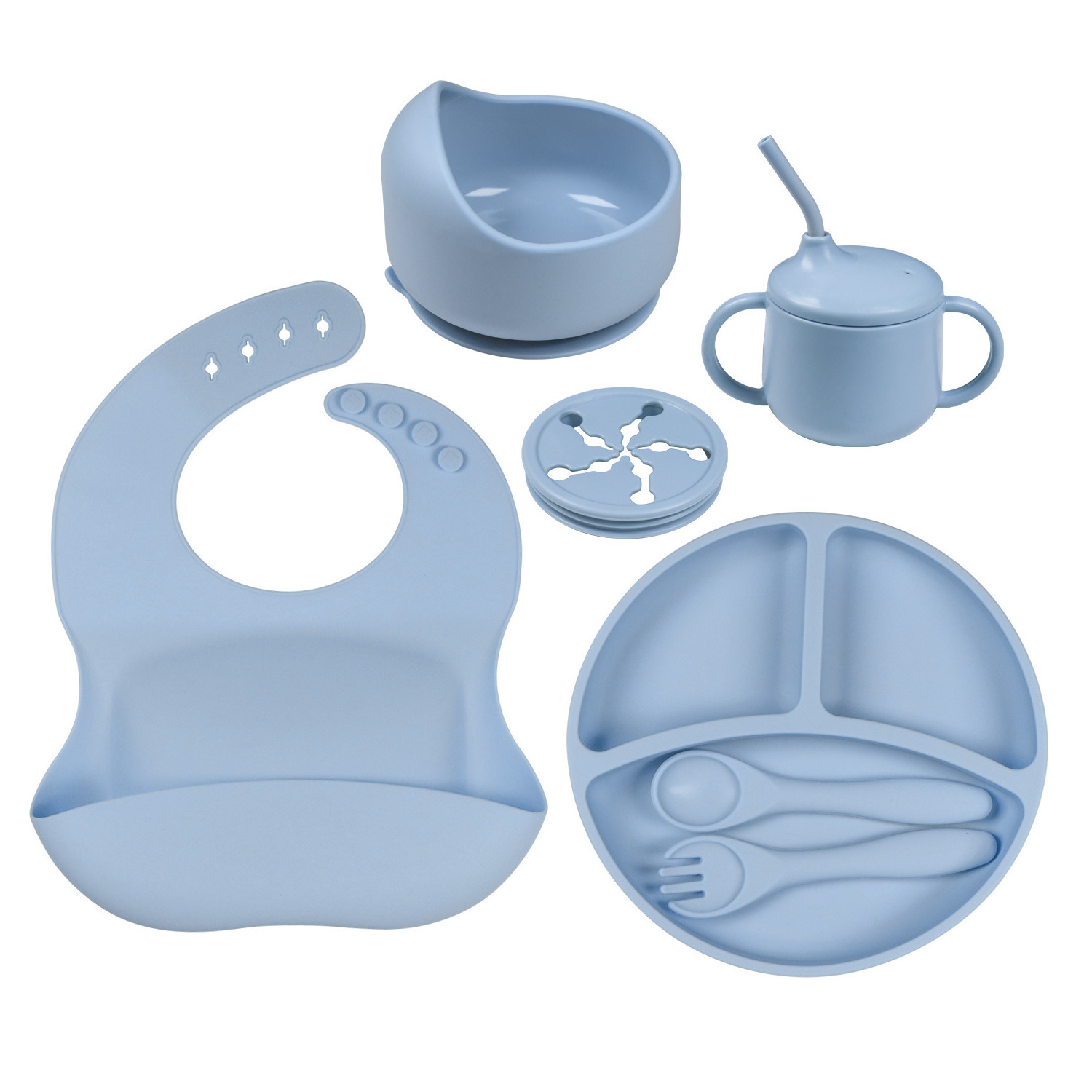 Wholesale Silicone Baby Feeding Supplies Set Kids' Silicone Dinnerware Set Silicone Children'S Tableware Set