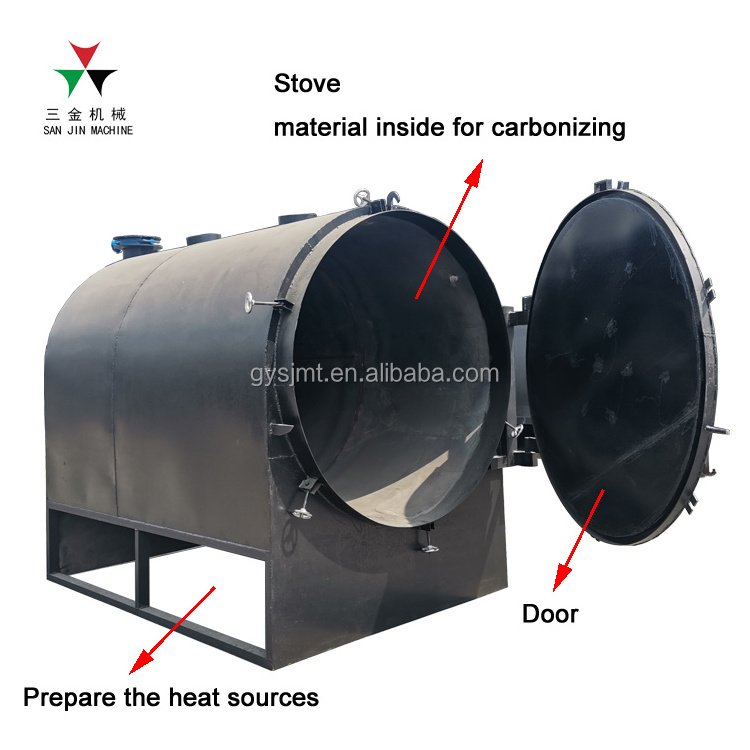 Smokeless wood log carbonization kiln for charcoal New type coconut shell charcoal making equipment