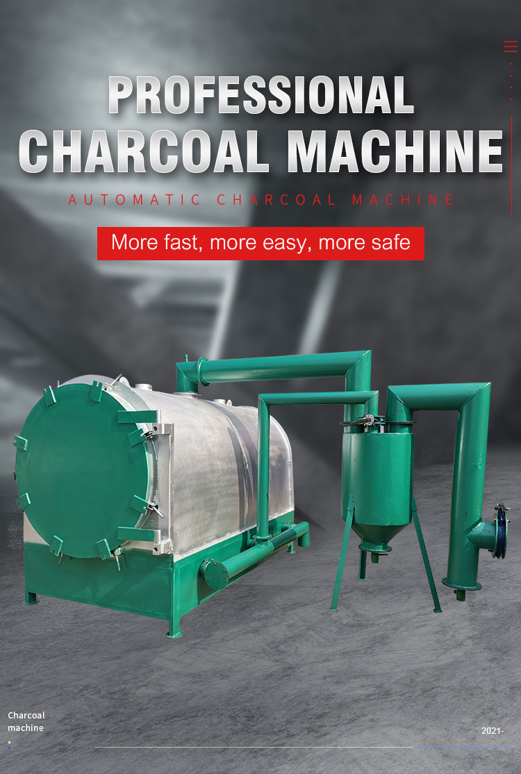 Good price horizontal continuous coconut shell wood coal sawdust carbonization furnace charcoal kiln making machine in kenya