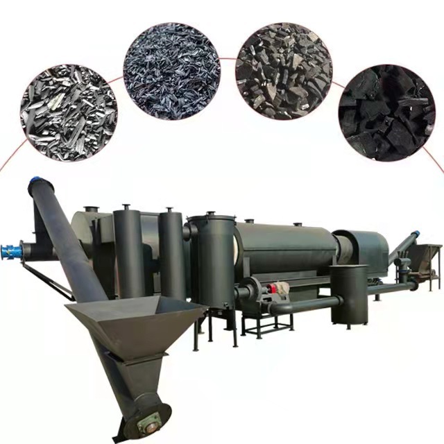 No smoke cashew nuts coconut shell sawdust wood charcoal continuous carbonization furnace stove biochar making machine