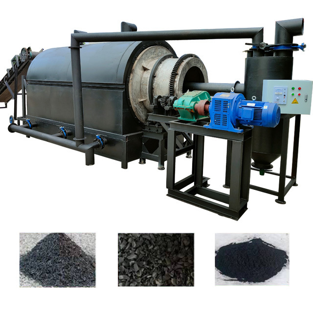 High Yield Rice Husk Sawdust Wood Chips Sugarcane Bagasse Coconut Shell  For Charcoal Rotary Type Carbonization Furnace