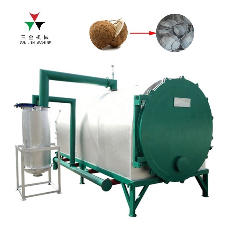 Good price horizontal continuous coconut shell wood coal sawdust carbonization furnace charcoal kiln making machine in kenya