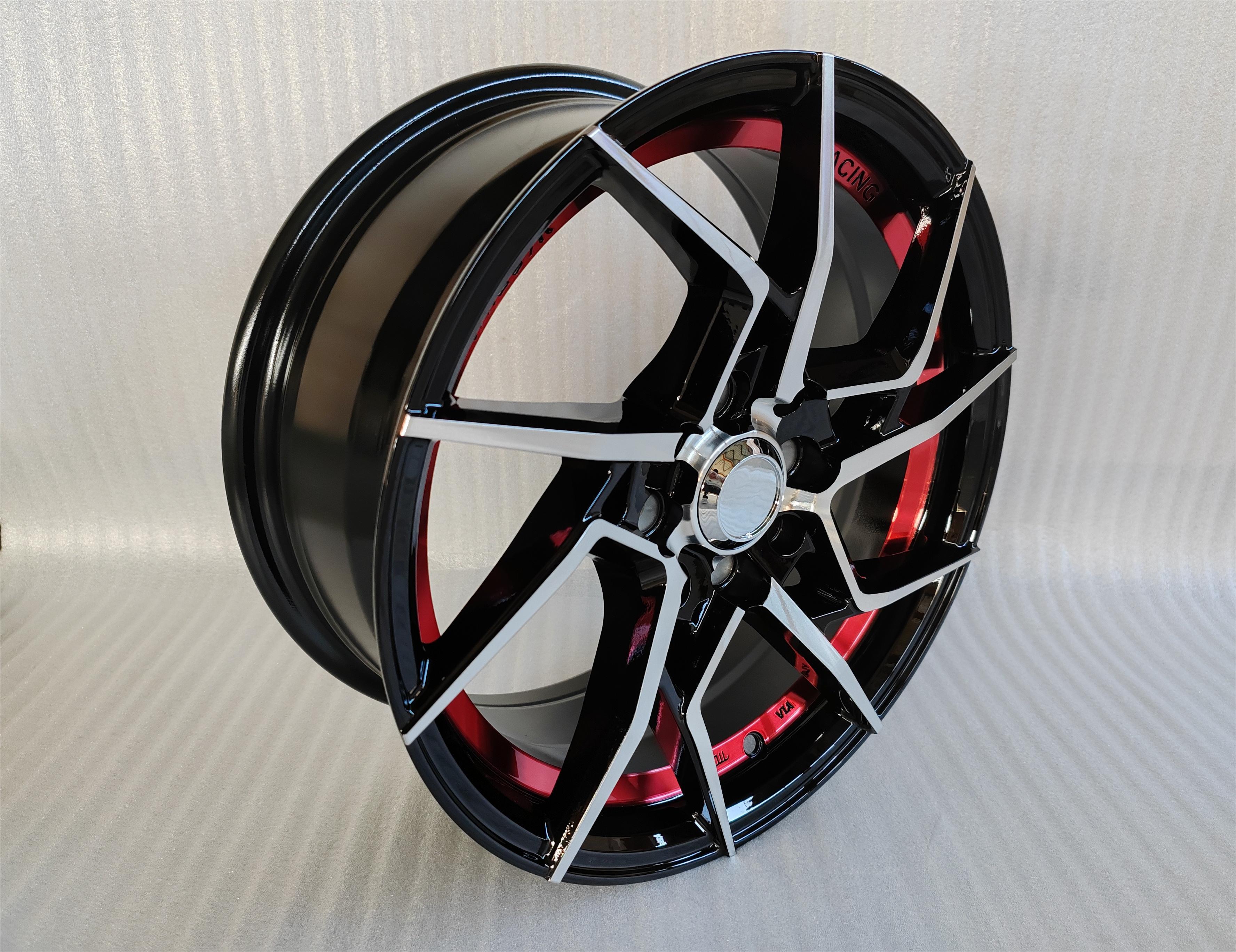 15inch Popular 4*100/114.3 Racing Aluminium  Alloy Rims with Red inner ring R15x6.5 inch Mags Wholesale Huge Stock Alloy Wheels